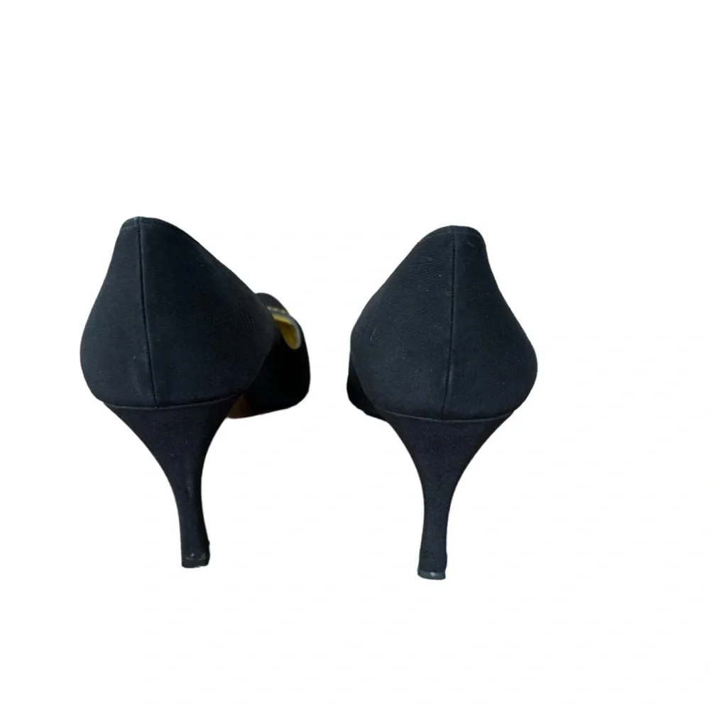 ST JOHN Made In Italy Black Cloth Rhinestone Trim Women's Heels Size 11